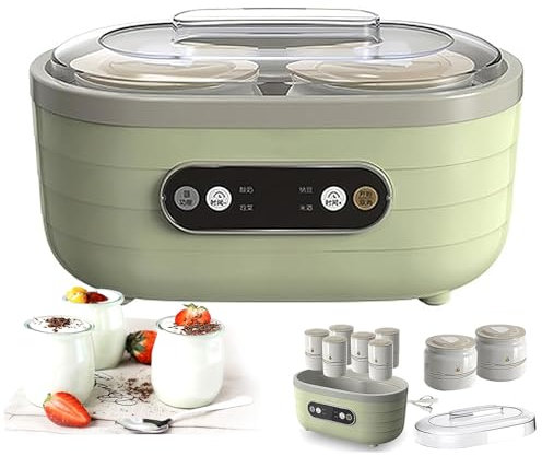 Yogurtera, Yogurtera Multifuncional Pequeña De 20 W con 2 Tazas Grandes Y 6 Pequeñas, Tiempo Y Temporizador Ajustables, Calentamiento A Temperatura Constante, Adecuado para Yogur, Yogur Griego