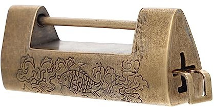 Gadpiparty Antikes Graviertes Vorhängeschloss Vintage Chinesischer Horizontaler Für Holzboxen Dekoratives Schmuckkastenschloss Mit Feiner Handwerkskunst Einfachem Bedienkomfort