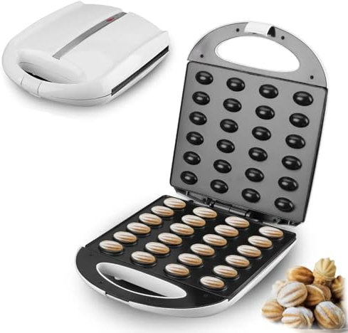 Walnut Cookie Maker - 24 Hole Electric Waffle Machine, 1400W with Non-Stick Coating, Double Sided Heating, LED Indicator Light - Ideal Breakfast Maker for Home & Cafes