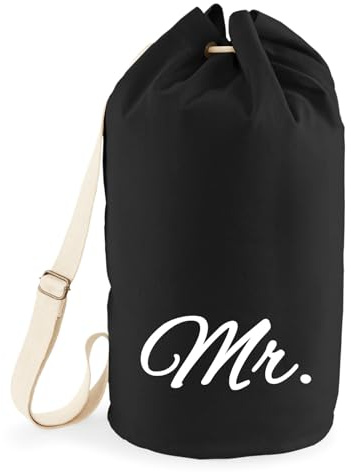 Huuraa Seesack Mr. Schriftzug 20 Liter Black Baumwolle Rucksack Geschenkidee