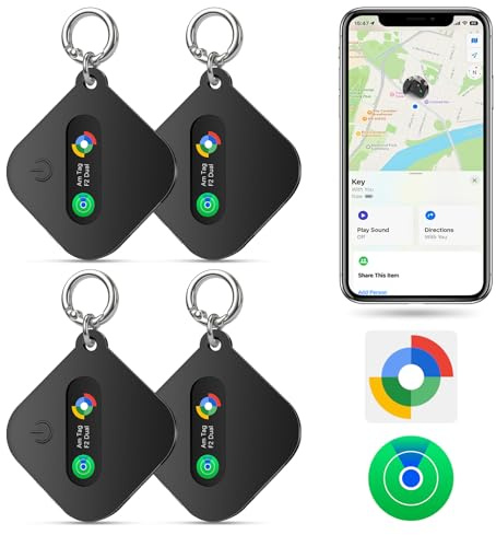 Smart Tag Localizador de Llaves Compatible con iOS Find My App o Android Find Hub App IP67 Resistente al Agua Batería reemplazable CR2032 Bluetooth Tracker Finder para Llaves Bolsos Maletas Cartera
