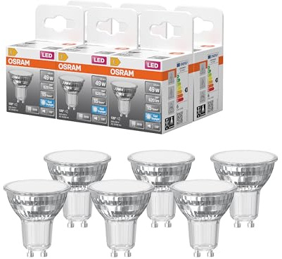 Osram LED Spot Star PAR16 Reflektor 80°/120 5,6W klar GU10 | LED Star PAR16 80 120°, LED Lamps, klar, 50 mm dia, 15000 h, 6-Pack