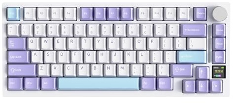 ATTACK SHARK X820 Ultra Tastiera Meccanica Wireless con Display TFT Intelligente e Manopola, Tastiera da Gaming 75% Hot Swappable, BT/2.4G/USB-C, LED RGB, Tasti PBT (Bianco - Switch Shark)