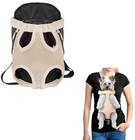 HTTDSLF Haustier Rucksack Hund Katzen Tragetasche, Verstellbarer Hunde-Tragerrucksack, Haustier-Tragerucksack, für Klein Mittler Hunde Katzen, M, Beige