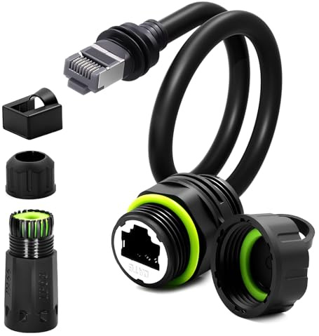 Duttek Waterproof Cat 6 Ethernet Cable Outdoor,Water Resistant design with UV protection shell,24AWG,1200Mbps High Speed Gigabit Internet Network Cable,CCA-UTP,Black(0.5 metre)