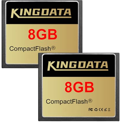 KINGDATA Compact Flash Tarjeta 8GB 2pack de Memoria CF133X FAT32 Tipo I para Equipo Cámaras Digitales Vintage