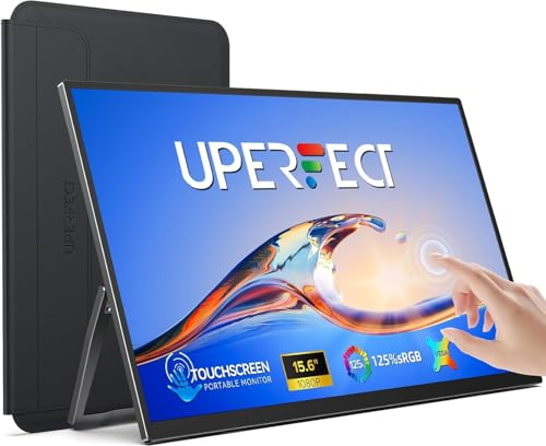 UPERFECT Ecran Tactile Portable 15,6 Pouces 125% sRGB 2000:1 Moniteur Portable Ultra-Mince Mat 1080P avec USB-C Mini HDMI Eye Care External Monitor pour Laptop/PC/Phone/Console de Jeu, VESA Mountable