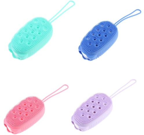 PRETYZOOM 4 pièces Brosse de Bain Corps Silicone Double-face Exfoliante et Massante Brosses Nettoyage Peau pour Couleurs Aléatoires Couleur Aléatoire Couleur Aléatoire