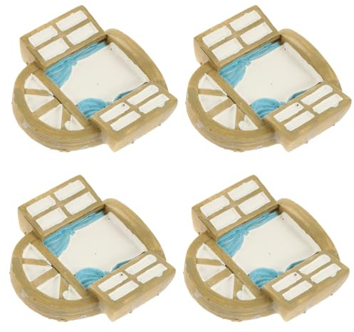 DOITOOL 4 Piezas de Mini Adornos de Resina para Ventanas Redondas Decoración de Micro Paisajes y Miniescenas Decorativas para Jardín y Hogar