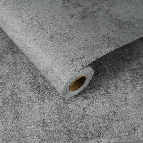 QUARKZMAN 5m x 60cm Beton Tapete Industrielle Beton Zement Kontaktfolie Vinyl Gefärbte Matt Selbsthaftende Strukturierte Tapete Für Küchenarbeitsplatte Schrank Badezimmer Zement Grau