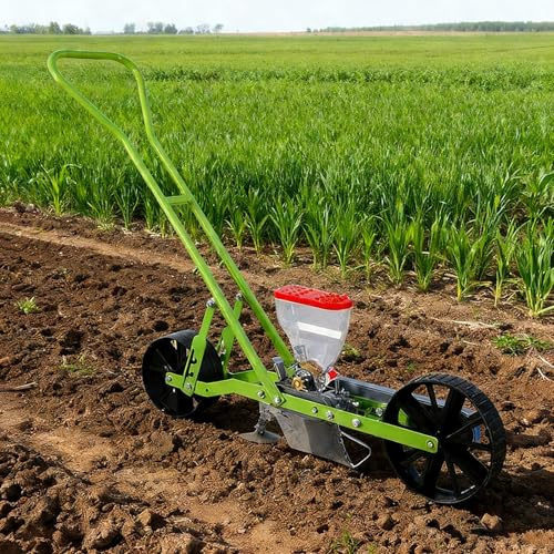 Manual Vegetable Seeder, Hand Push Garden Seed Planter with Adjustable Row Spacing & Depth, Agricultural Row Seeding Machine for Peanut, Corn, Leek