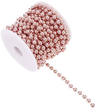 CLISPEED Catena di Perline in ABS Oro 8mm per Decorazioni Matrimonio e Casa, 1 Rotolo da 10m, per Tende e Complementi D'arredo
