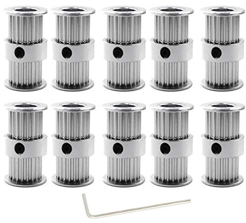 zahnriemenscheibe 5mm bohrung 20 Zähne Aluminium Zahnriemenrad für 3D Drucker Schraubenschlüssel enthalten (10 Stück)