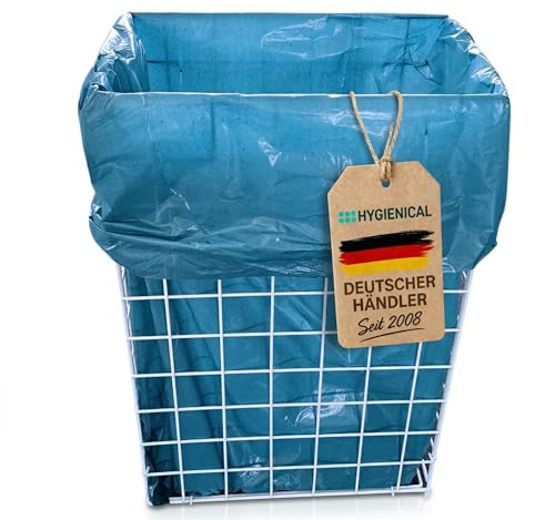 Hygienical Betriebsbedarf Metallgitterkorb für Müllbeutel, Gitterkorb aus Drahtgeflecht, Wäschekorb, Drahtgitterkorb für Abfall, Größe: L 40 x B 25 x H 62 cm, weiß, 1 Stück