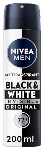 NIVEA MEN Deodorante spray Black & White invisibile (1 x 200 ml), deodorante da uomo anti-impronte bianche e gialle, antitraspirante anti odore e umidità, protezione efficace 72 ore, senza alcool