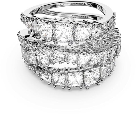 Swarovski Hyperbola Wrap Ring, Verschiedene Schliffe, Weiß, Rhodiniert