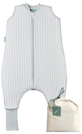 molis&co - Baby Schlafsack mit Füßen und Socke -Ideal für Frühling und Herbst - Babyschlafsack mit Beinen 1 tog - 100% Baumwolle (Oeko-TEX 100), Premium Qualität - Dawn Stripes (100 cm)
