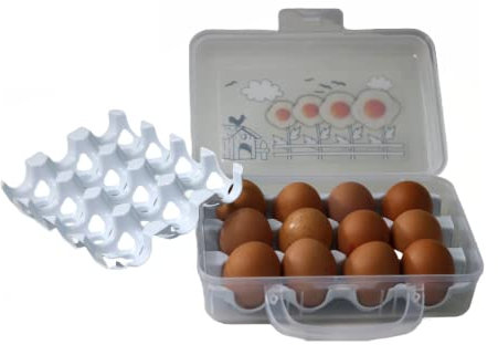 Caja de transporte para 12 huevos, recipiente de plástico con asa, sin BPA, con rejilla, portátil, huevera de almacenamiento, huevera