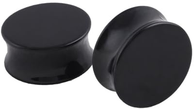 Lieson Ear Flesh Tunnel, 2 Stück Acryl Tunnel Einfach Schwarz Rund Form 6mm Ohr Plug Schwarz