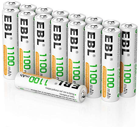EBL 16PCS Piles AAA Rechargeables, AAA Piles Rechargeables Ni-MH 1,2V Auto-Décharge Faible, Compatible avec Jouet, Rasoir, Télécommande, etc.