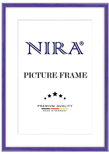 NiRa Marco de Fotos de Madera Maciza, Fino 20 x 30 cm en Lila Satinado | Color y Tamaño Seleccionables | Marco para Pósteres | Rompecabezas | Foto Colágeno HD125