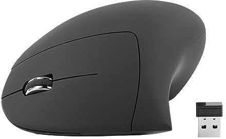 ciciglow Ratón Vertical Inalámbrico de 2,4G, Ratón Ergonómico con Puerto USB, Ratón Inalámbrico de Escritorio para PC, para Videojuegos, Oficina y Hogar