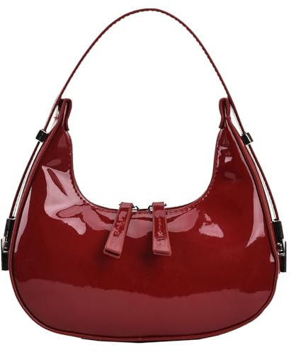 HICARRY Y2k Bag Luxus Moon Bag PU Leder Halbmond Tasche Damen Schultertasche Unterarmtasche Geldbörse Kleine Handtasche Damen Umhängetasche Tasche Teenager Mädchen, Rot