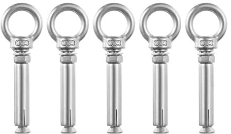 QUARKZMAN Perno de Ojo de Expansión con Anillo de Elevación, 10 Piezas M6X80 mm de Acero Inoxidable 304 con Tornillo de Expansión para Pared de Concreto y Ladrillo
