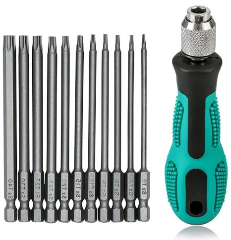 Set di 12 cacciaviti Torx T6-T40, 1/4, set magnetico Torx con foro S2, in acciaio esagonale, set di punte per avvitatore a batteria T20 T25, lunghezza 100 mm