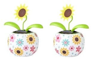 2Pcs Color Sunflower Solar Dancing Flower Solar Dancing Solar Toys,Solar Powered Swinging Animated Dancer Toy Office Desk Car Decoration for Car, Funny Ornaments, Solar Power Kits