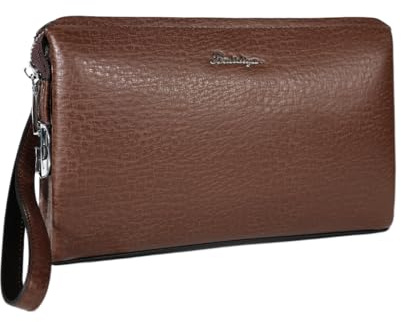 Balidiya Pochette da uomo in pelle con chiusura a cerniera, portafogli lunghi porta biglietti da visita