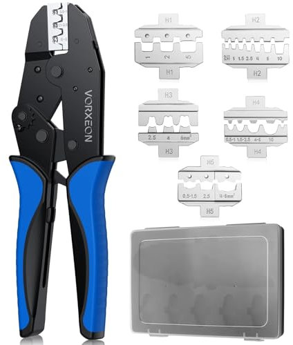 VORXEON Professional 6-in-1 Ratchet Crimping Tool | Quick-Change Dies for Heat Shrink/Solar/Battery/Automotive Terminals (0.5-10mm²) for Solar Panel Wiring, Car Maintenance & Industrial Electrical Pro