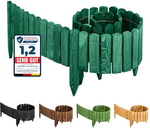 Garronda 200x30 cm Rasenkante Beeteinfassung Holz Smaragdgrün GD-0046 | Flexibel formbar, als Rollborder, Beetumrandung, Beetbegrenzung und Gartenzaun für Rasen, Rabatten, Wege und Gartenbereiche