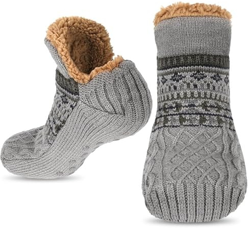 flintronic Chaussettes Pantoufles Antidérapantes Thermiques, Femme Chaussettes Slipper, Chaussette Chaude Polaire Hiver pour Femmes Hommes