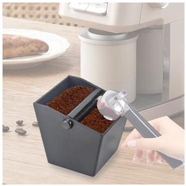 Furforstk Coffee Knock Box 800ml sage Knock Box, Coffee Grounds Knock Box with Removable Knock Lever Barista Accessories Black Coffee Machine Accessories, Coffee bin
