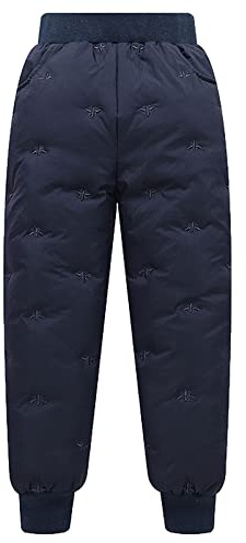 Jamron Niños Niñas Invierno Cálido Pantalones de Plumas Pantalones de Nieve Casuales con Bolsillos Azul 11-12 Años