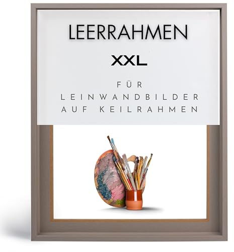 NB Akzent Schattenfugenrahmen XXL 80x120 cm - Grau – Leerrahmen mit Tiefeneffekt aus MDF Holz in zerlegter Form – für Leinwandbilder auf Keilrahmen