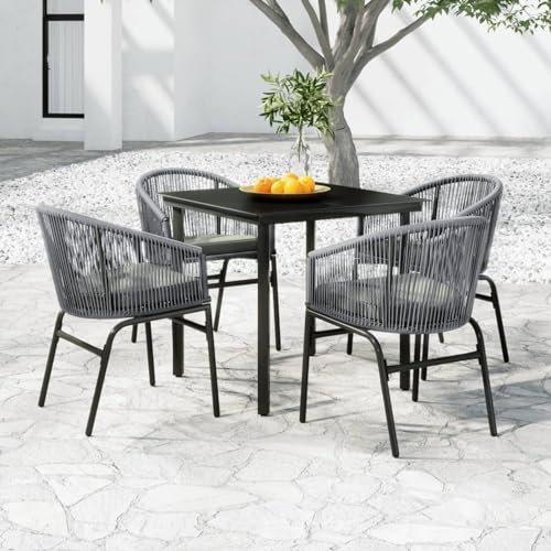 Fasba Garten-Essgruppe 5-TLG. Grau Garten Essgruppe Set Gartengarnitur Gartenset Sitzgruppe Gartentisch Esstisch Gartenstuhl Outdoor Tisch Stühle Set