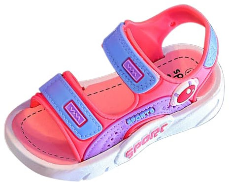 LCpddajlspig Sandali Bambina 23, Sandali Bambino Aperte con Doppio Strappo Sandalo Leggere Scarpe Estive Antiscivolo Flessibili Sandaletti Mare per Bambini e Ragazzi Fucsia Acceso 24