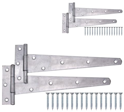 EAI Galvanised Gate Tee Hinges, 300mm / 12 Inch, Extra Heavy Duty, 4 Pack