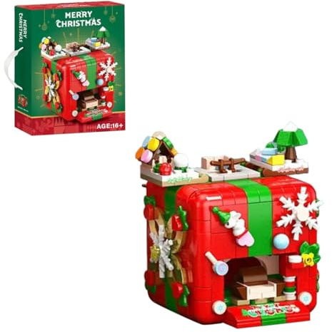 Weihnachts Überraschungsbox Geschenk, 527 Stück Surprise Box Klemmbausteine Set mit Lichtern und Sound, Adventskalender 2025 Geschenk & Weihnachtsdekoration für Erwachsene Jungen Mädchen