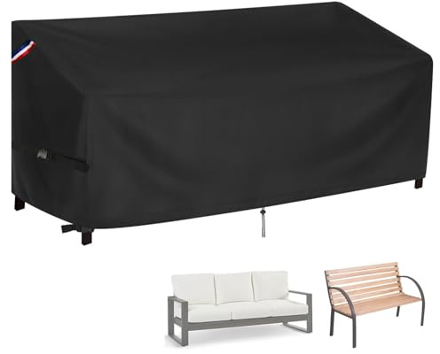 Zuppypaw Garden Bench Cover 500D Heavy Duty Waterproof, 204 x 92 x 84 cm | 2 Bottom Buckles, Bottom Drawstring, Buckle Straps At 25cm Height, Windproof, 2 Handles, Garden Bench Cover