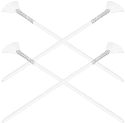 HOMSFOU Pinceles de Abanico para Mascarillas Faciales, Set de 4 Unidades Mango Largo, Suaves y Delicados para Aplicación de Sueros y Barro, Ideales para Cuidado Facial Diario