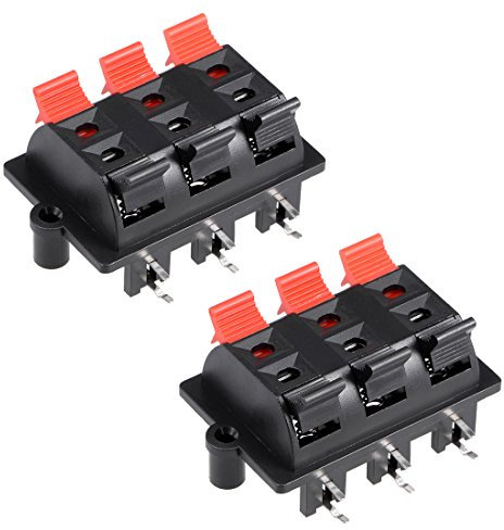 sourcingmap 2pcs 6 Way Jack Socket Spring Push Release Connector Speaker Terminal Strip Block
