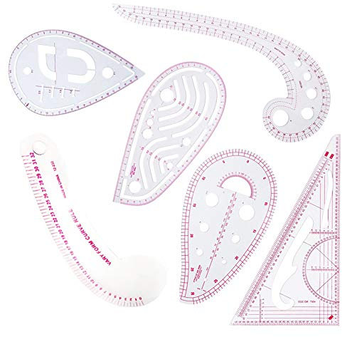 Lineal Nähen 6 Stück Kleidungs Lineal Schneiderlineal Metrisches Lineal Set Kurvenlineal zum Nähen Schneidern Nähwerkzeuge, Musterdesign, Zeichnungsvorlage, Schneiderwerkzeug für DIY Kleidung