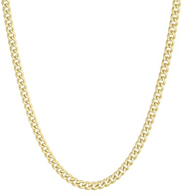Chaine Homme Collier Plaque Or Acier Inoxydable Gros Maille Cubain Gourmette Massif Ras de Cou Punk Hip Hop 51 cm 3 mm Bijoux Cadeau Noël Mariage Saint Valentin