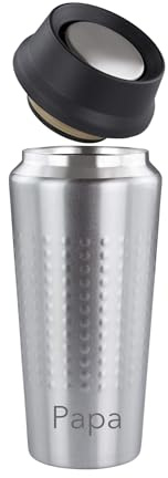 BOHORIA® Premium Edelstahl Thermo-to-Go-Becher mit Gravur – personalisierte Geschenkidee – Doppelwandig & Vakuumisoliert - 360 ml – Reise-Becher Kaffee und Tee – Autobecher Travel Mug (Silver)