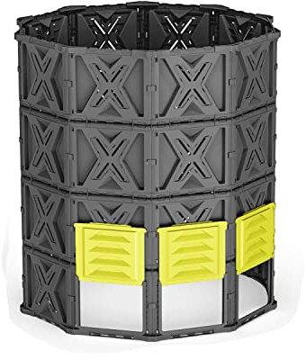 Grande bidone per compostaggio, 720 l, compostiera da giardino con migliore sistema di aerazione, facile da montare, senza BPA, robusto, per esterni