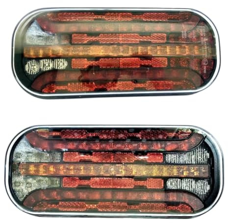 MelTruck® 2x 5-functional LED Rückleuchte dynamische Blinker Anhänger LKW Rücklicht E9 SET