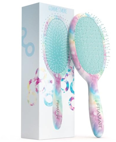 Framar Wet Hair Brush Detangler – Curly Hair Brush Women, Hairbrushes for Women, Set, Detangle, Hairbrush, Detangling Brush, Detangler - Blue Tie Dye